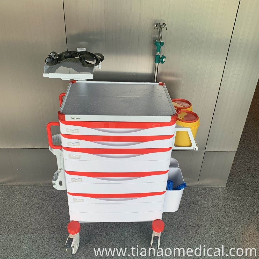 Hospital ABS Steel Emergency Trolley